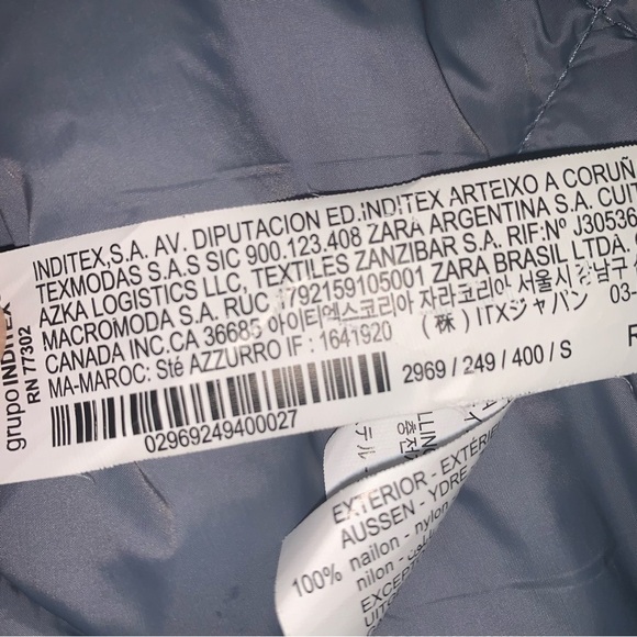 Zara Blue Quilted Puffer Coat Longline - Picture 7 of 11